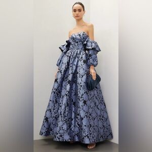 Zac Posen Organza Jacquard Gown blue black NEW UNWORN